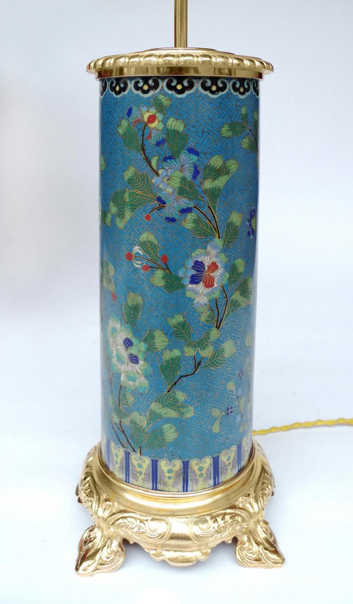 Coppia di lampade a rullo in smalto cloisonné e bronzo dorato, circa 1900 - LS3566931