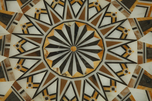 Italian style alabaster table with marble top, 16th century