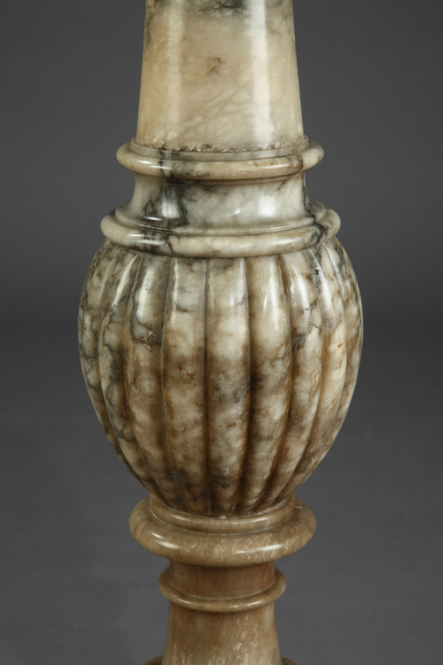 Italian style alabaster table with marble top, 16th century