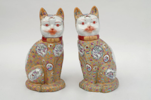 Pair of "Cats" sculptures in Chinese earthenware, 20th century - LS3447321