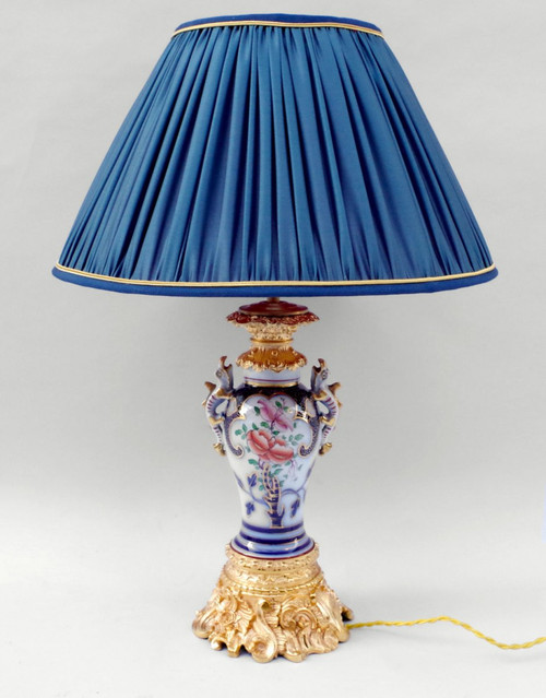 Paire de lampes en porcelaine de Valentine à prises lézards, circa 1880 - LS3458961