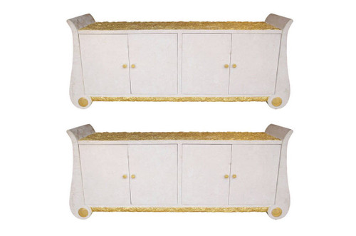 Weiß-goldenes Sideboard im italienischen Stil, um 1980 – LS25911601