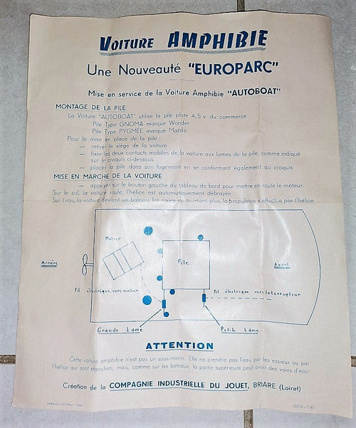 Jouet C.I.J Voiture Amphibie Electrique Europarc Autoboat 