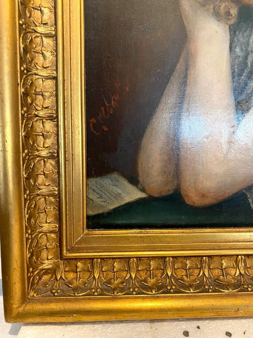 Huile Sur Toile Portrait De Jeune Femme En Buste " XX Siècle