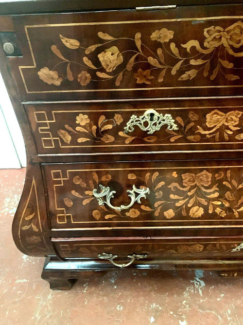 Scriban Commode In Dutch Marquetry XVIII Century