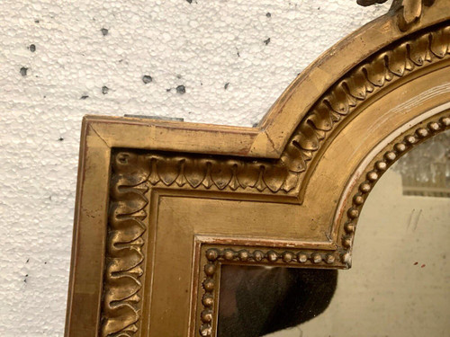 Louis XVI Style Mirror In Wood And Golden Stucco XIX Century