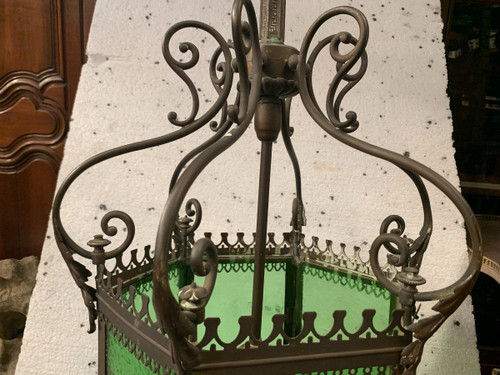 Vestibule Lantern In Bronze And Patinated Brass XX Century