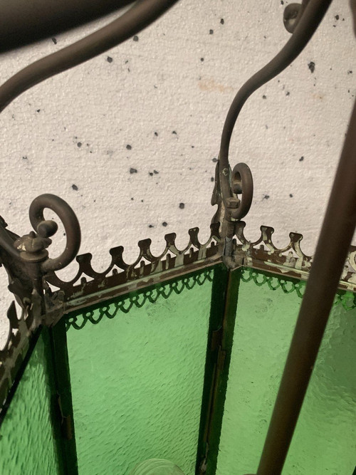 Vestibule Lantern In Bronze And Patinated Brass XX Century