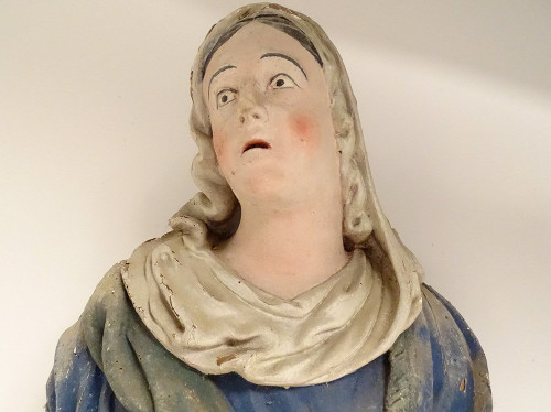 Statua Busto Sainte Marie-Madeleine Magdala Legno policromo XVIII secolo