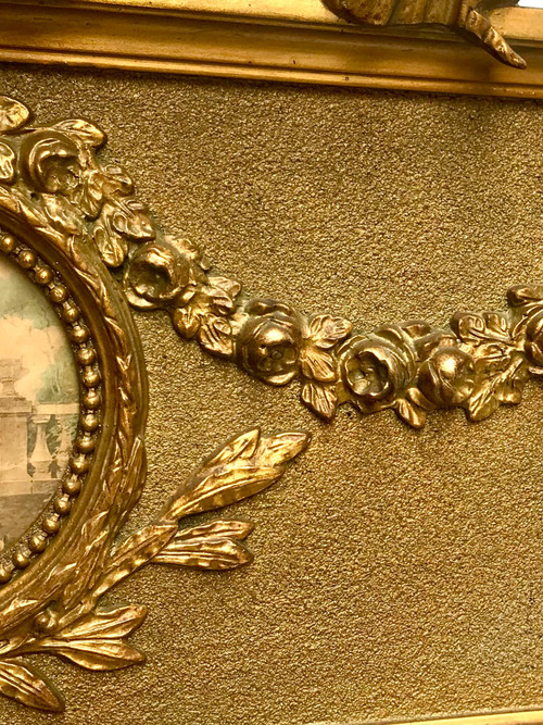 Louis XVI style gilt trumeau mirror