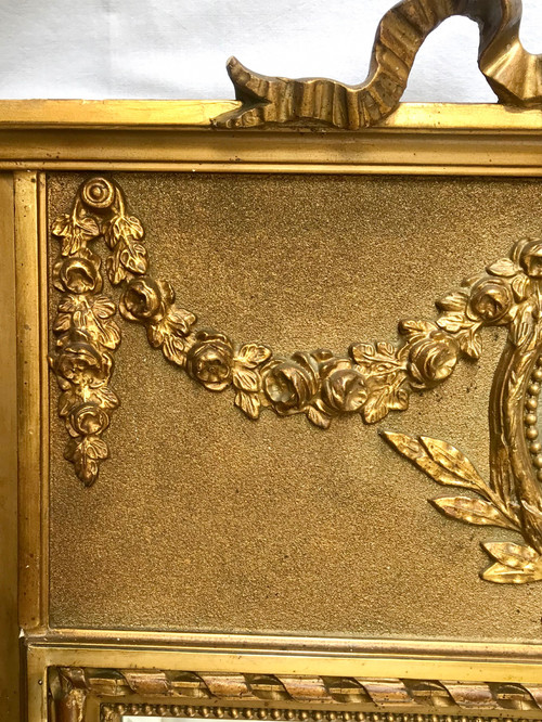 Louis XVI style gilt trumeau mirror