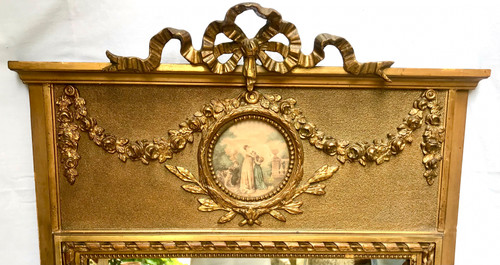 Louis XVI style gilt trumeau mirror