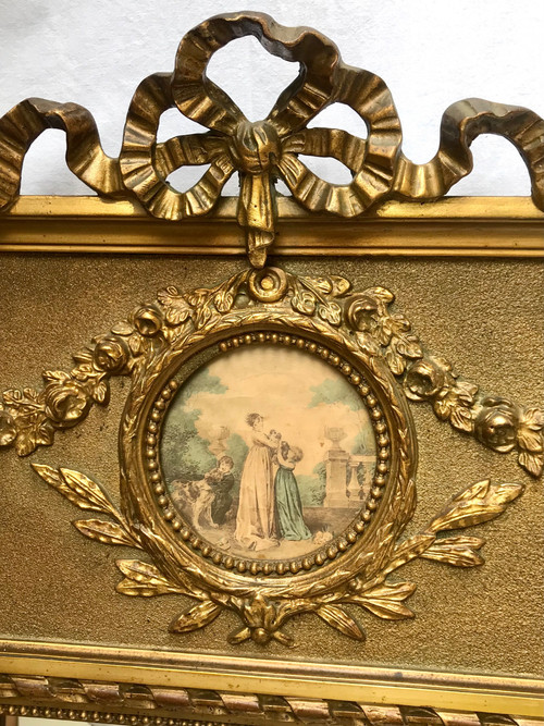 Louis XVI style gilt trumeau mirror