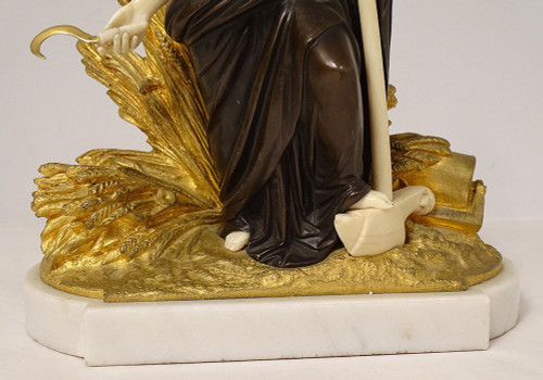 Sculpture Statuette Chryséléphantine Femme Allégorie Moisson Agriculture XIXè