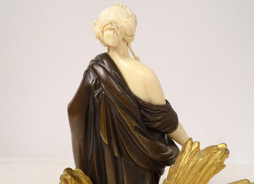 Sculpture Statuette Chryséléphantine Femme Allégorie Moisson Agriculture XIXè