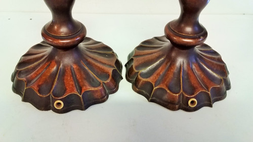 Pair of louis XIV style candlesticks in brown patina bronze 19th