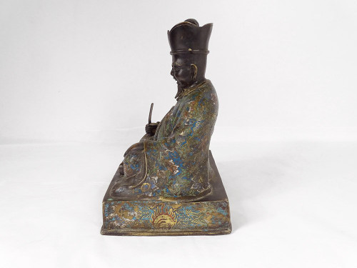 Bronze Cloisonné enamel sculpture Seated Wise Man Japan 19th century