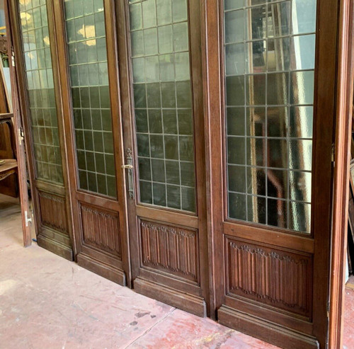 Suite Of Four Separation Doors In Solid Oak XIX Century