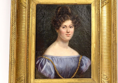 HST Portrait Julie Volpelière Young Woman Empire Stuccoed Frame 1829 Nineteenth