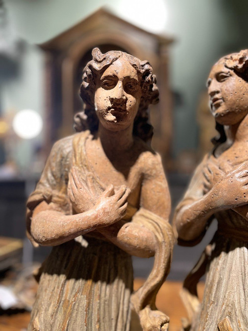 Pair Of Altar Angels - 17th Century