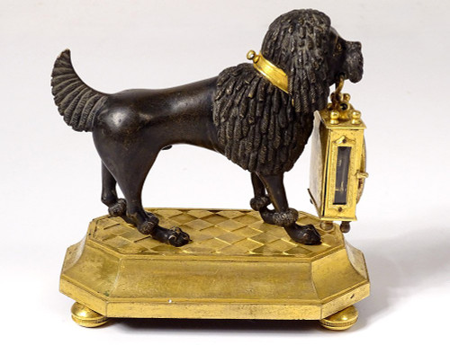 Uhr aus vergoldeter Bronze, Pudelhund, Berthoud, Paris, 19. Jahrhundert