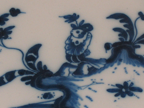 Pair of earthenware plates from Marseille, 18th century Chinese decor in shades of blue