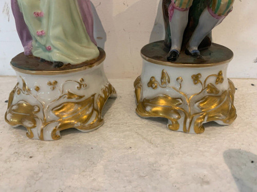 Paire De Tulipiers En Porcelaine Polychrome XX Siècle