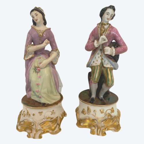 Paire De Tulipiers En Porcelaine Polychrome XX Siècle