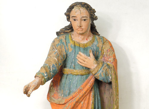 Statue Religieuse Bois Sculpté Polychrome Saint-Just Beauvais Auxerre XVIIè