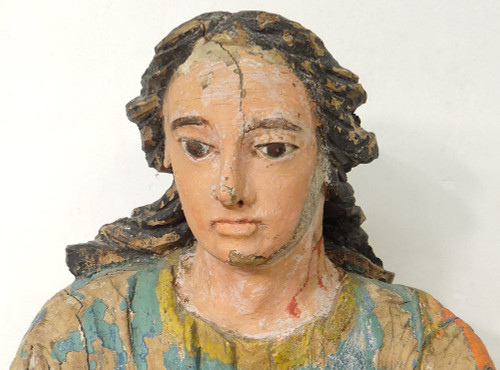 Statue Religieuse Bois Sculpté Polychrome Saint-Just Beauvais Auxerre XVIIè