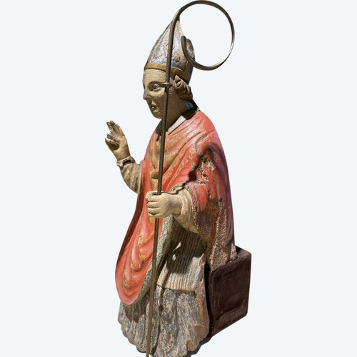 Original Seated Bishop Saint - XVIIth