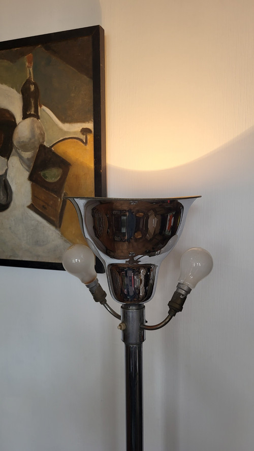 Art deco floor lamp in aluminum from the 20s-30s