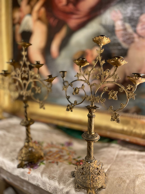 Pair Of Five-Light Candelabra - 19th century