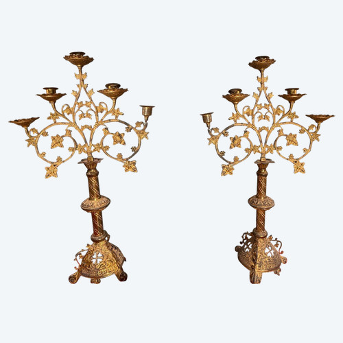 Pair Of Five-Light Candelabra - 19th century