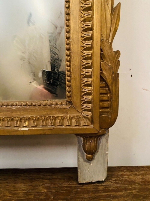 Louis XVI Style Mirror In Wood And Golden Stucco XIX Century