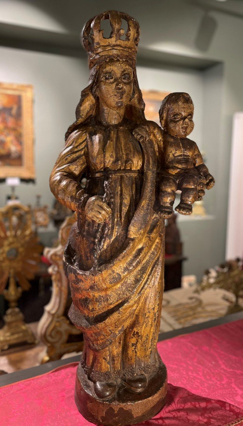 Large Golden Terracotta Madonna and Child