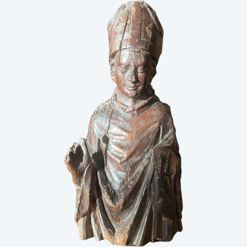 15th Century Bust Of Saint Bishop