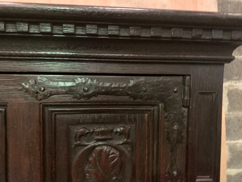 Storage Cabinet With Three Doors In Renaissance Style 20th Century