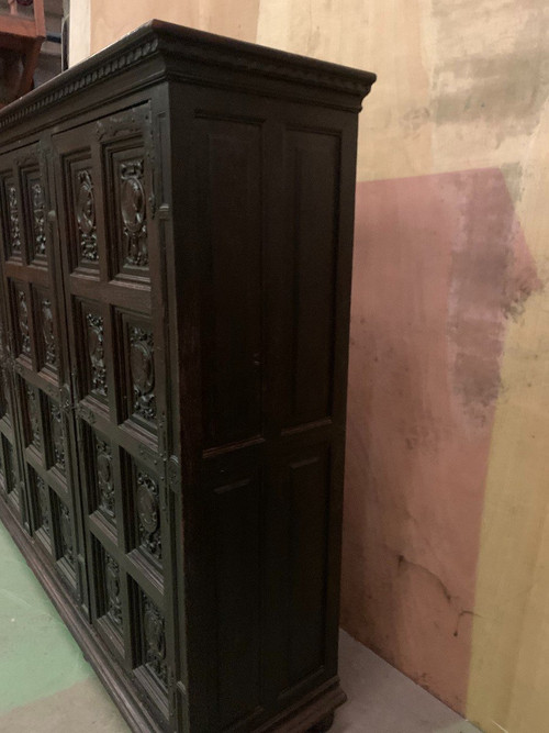 Storage Cabinet With Three Doors In Renaissance Style 20th Century