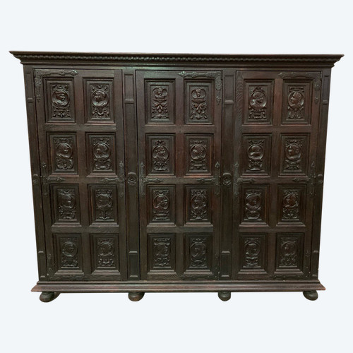 Storage Cabinet With Three Doors In Renaissance Style 20th Century