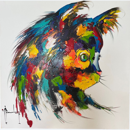 Tête de chat - Acrylic on canvas by Christof Monnin