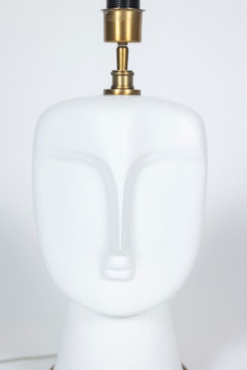 Pair of white and matte opaline lamps, 20th century