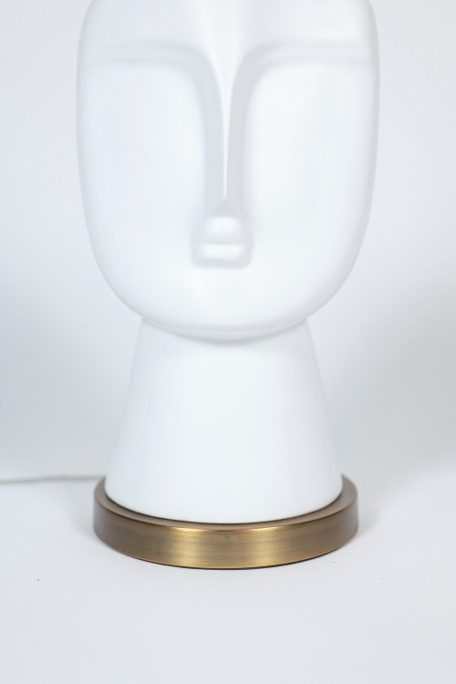 Pair of white and matte opaline lamps, 20th century