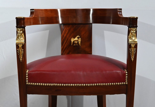 Light Mahogany Desk Armchair, Retour d'Égypte style - Mid-19th century