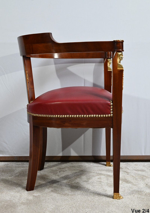 Light Mahogany Desk Armchair, Retour d'Égypte style - Mid-19th century