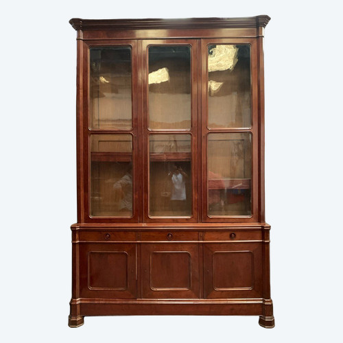 Showcase Cabinet In Two Bodies Napoleon III Mahogany And Veneer XIX Century