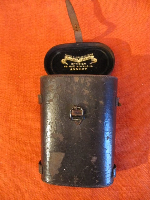 Superior military artillery binocular with box made by Duval Ainé in Annecy.