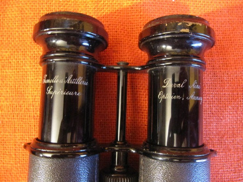 Superior military artillery binocular with box made by Duval Ainé in Annecy.