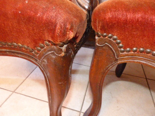 Pair of Louis XV cabriolet beechwood armchairs, 18th century