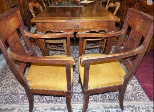 Pair of 19th century Empire armchairs in natural wood